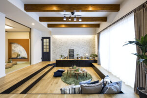 スキップフロアーと固定階段で登るロフトがある家（群馬県邑楽郡大泉町）