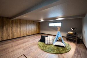 中二階にキッズルームがある家