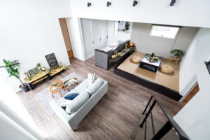 中二階にキッズルームがある家