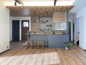 ロールスクリーンで仕切るタタミコーナーがある家（群馬県邑楽郡千代田町）