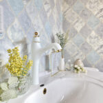 木製キッチンがあるエレガントハウス