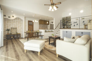 音符がかわいいアイアン手すりの平屋の家