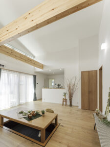 掘りごたつリビングの平屋のお家