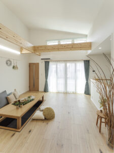 掘りごたつリビングの平屋のお家