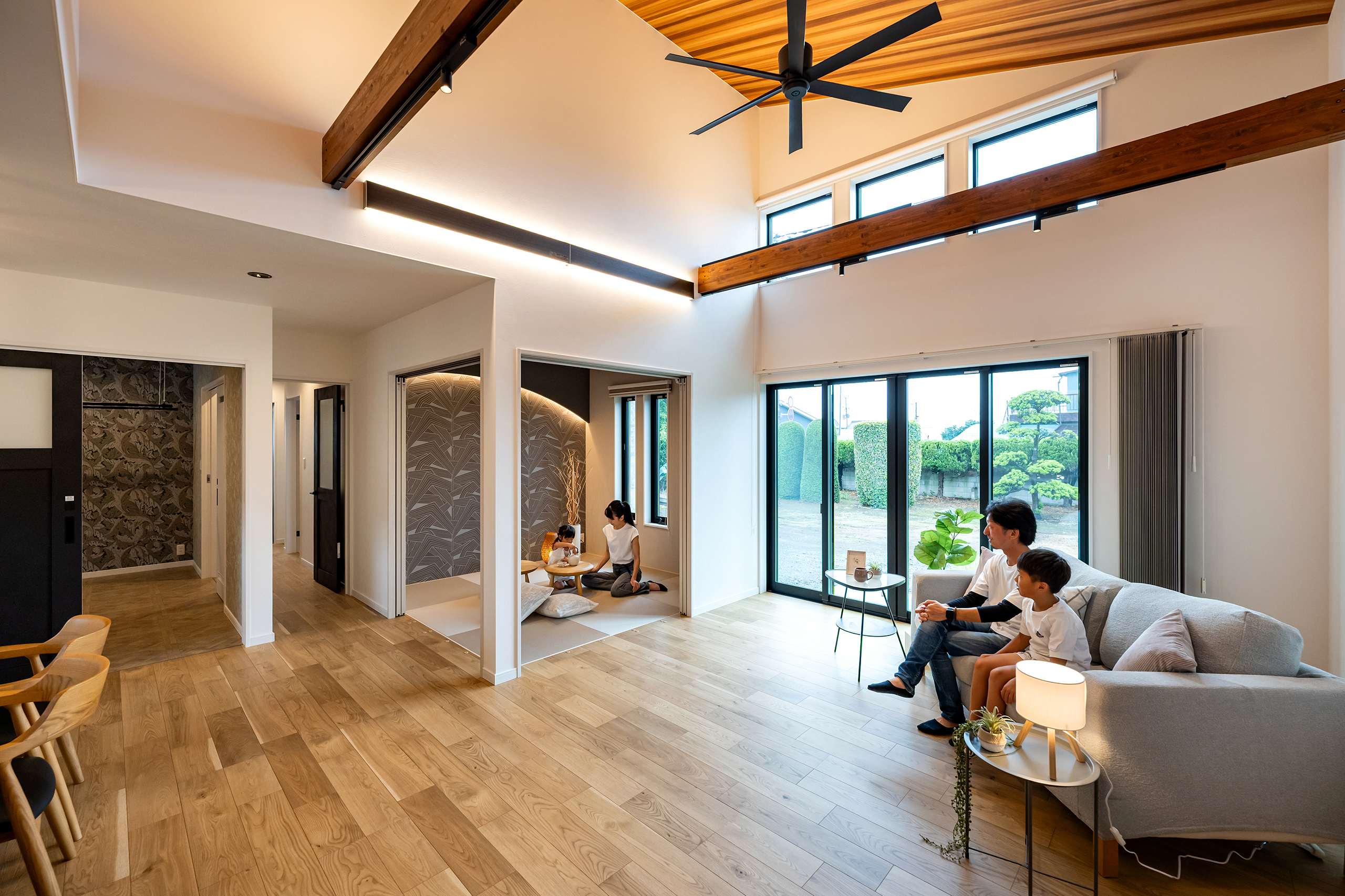 オープンタイプのガレージがある平屋（群馬県伊勢崎市）