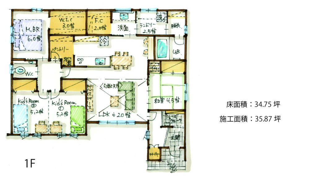 4人家族向けの平屋間取り事例