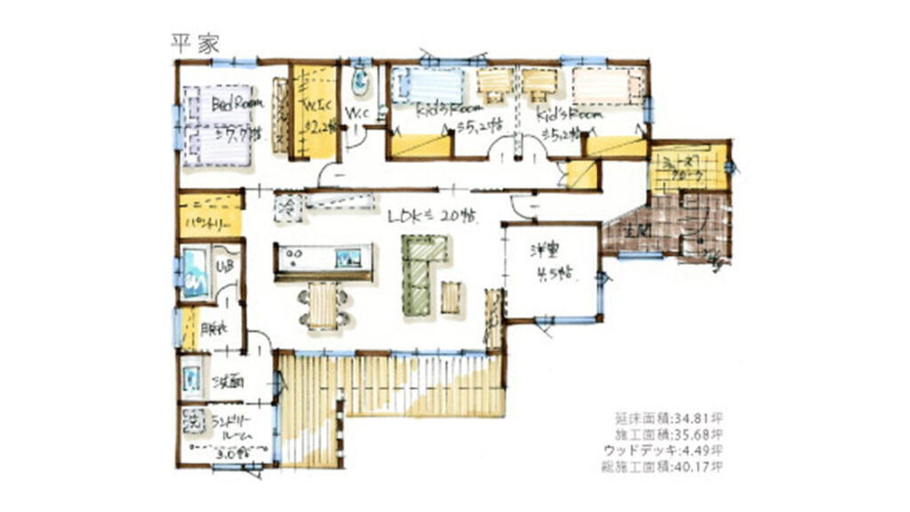 4人家族に人気の平屋の間取りパターン