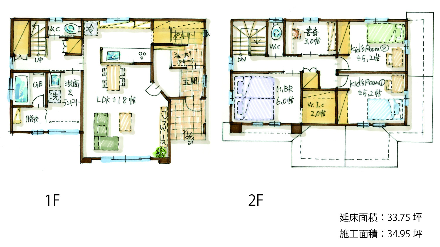 間取り|玄関とパントリーが土間で繋がる家