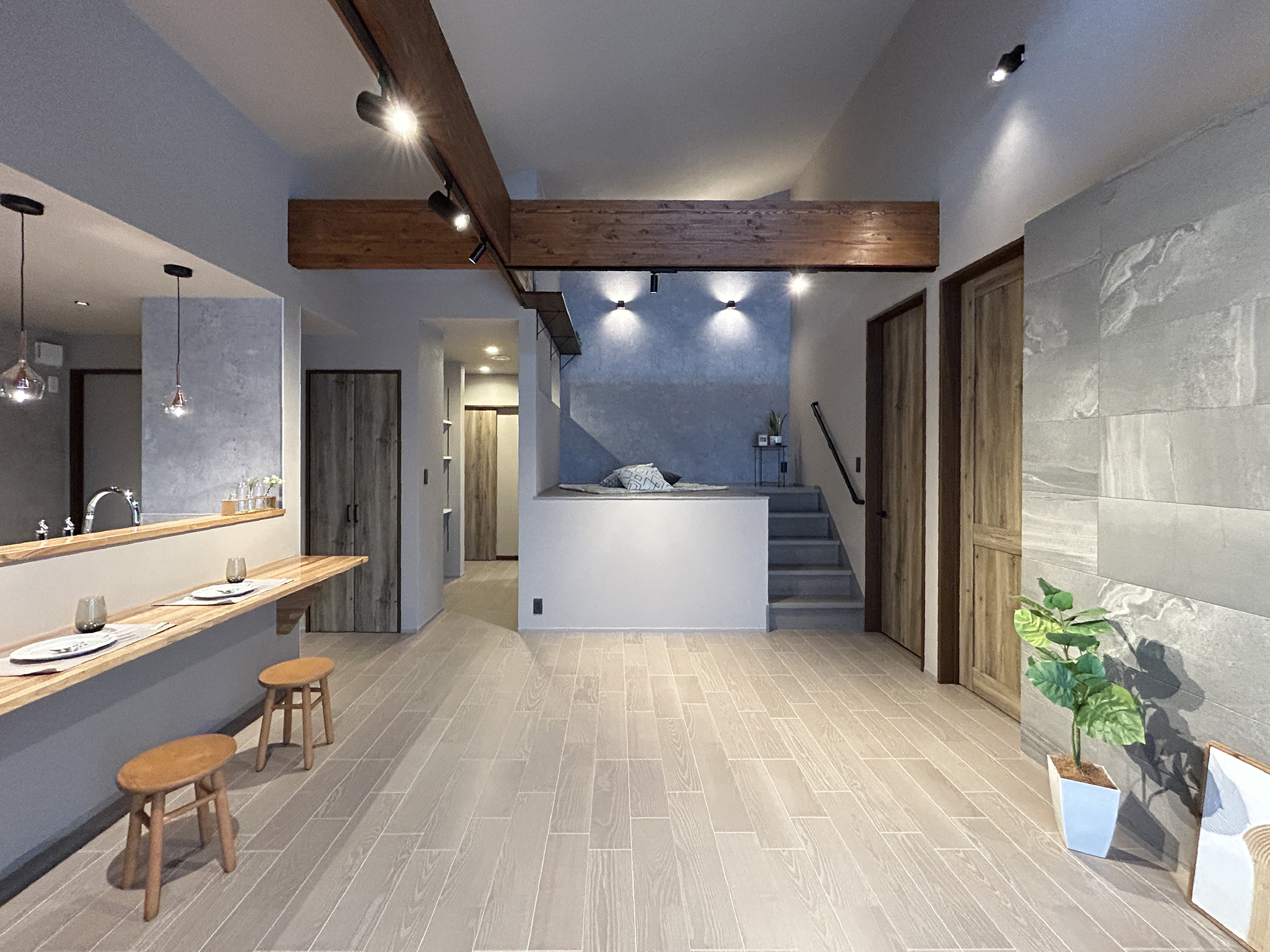 ねこと暮らす、グレーを楽しむ。遊び心と機能性を備えた平屋の家（群馬県高崎市）